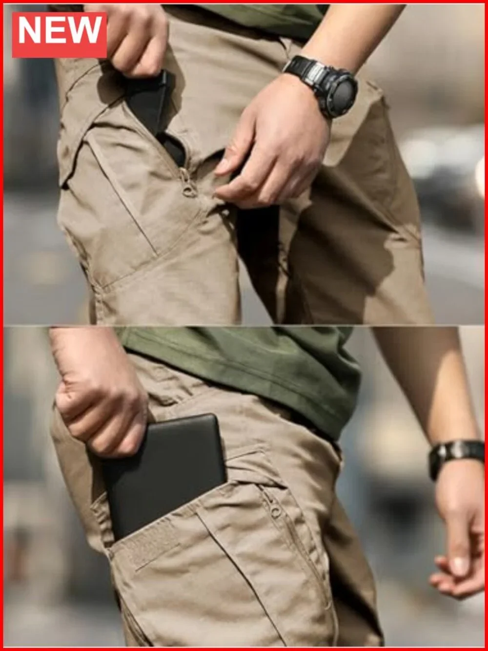Men's Tactical Cargo Pants Stretch Ripstop Lightweight Waterproof Multi Pockets